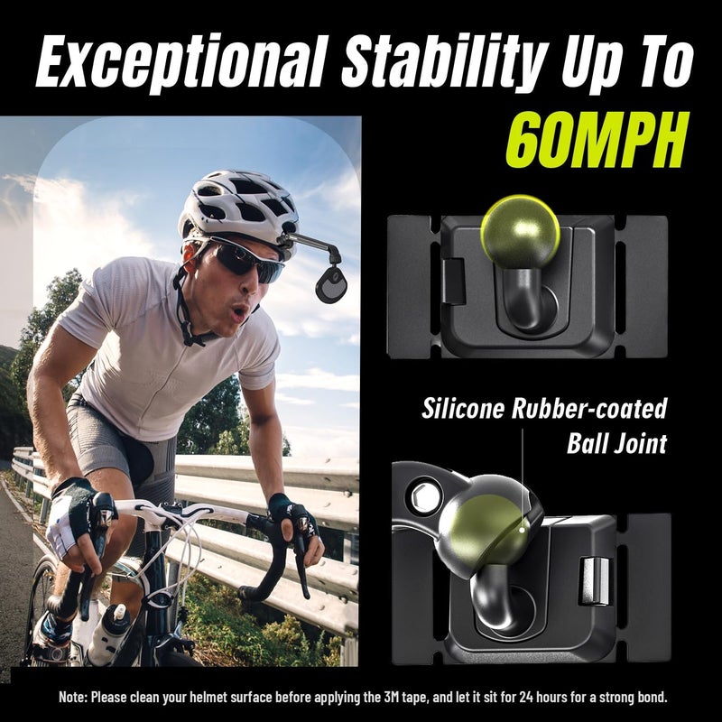 PidZoom Bike Helmet Mirror for Cycling- 360° Adjustable and Rotatable Safe Rearview Mirror for Bicycle Riding Accessories and Other Outdoor Activities, Easy to Install - Image 2